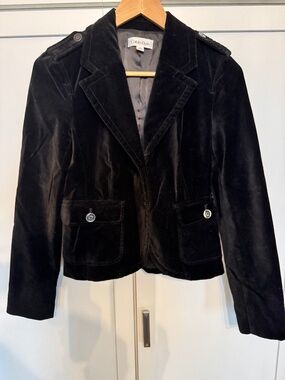 Calvin Klein Women's Black Velvet Peak Lapel Blazer Size 8